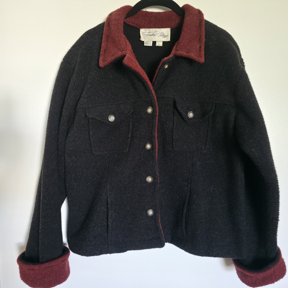 Tasha Polizzi Wool Look Boho Rustic Western Grey Heavyweight Women Large Jacket